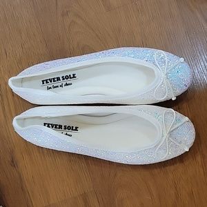 Feversole glitter multi white sparkle memory foam ballet flats sz 6 New …